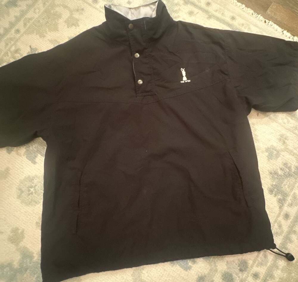 L - Proquip “The Open” Golf Rain Shirt Weather Short Sleeve Mens Black Windbreak